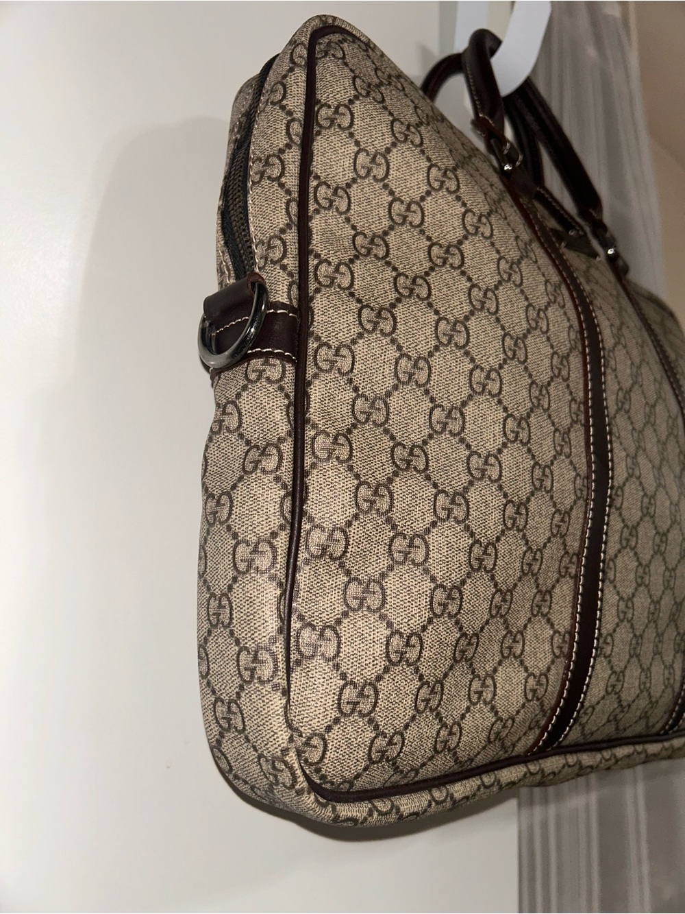 Gucci Brown Monogram Canvas Briefcase with Dark Brown Leather Trim Authentic - Picture 7 of 8